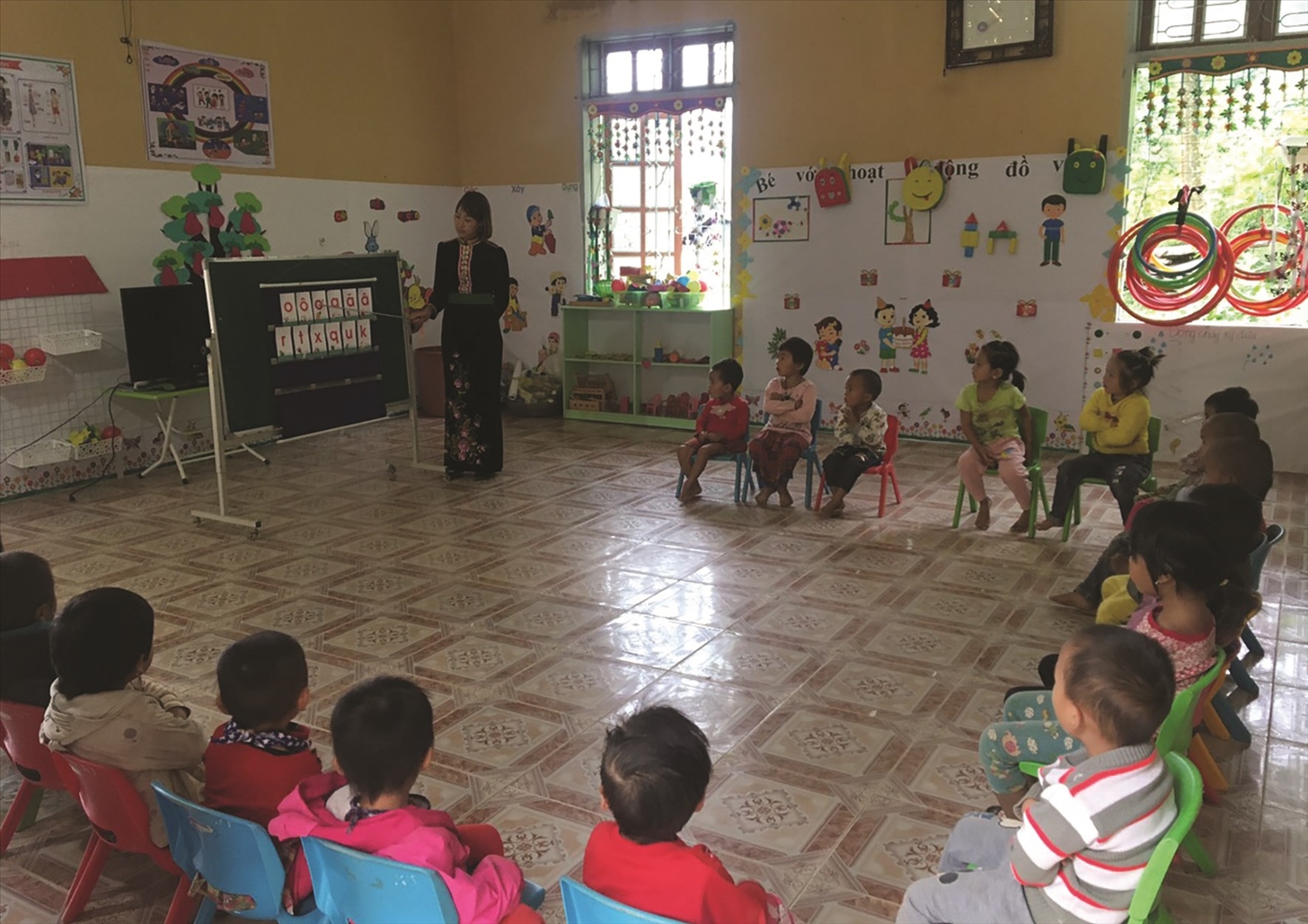 Một tiết học của học sinh Trường Mầm non Ban Mai, xã Chiềng Muôn, huyện Mường La, tỉnh Sơn La.