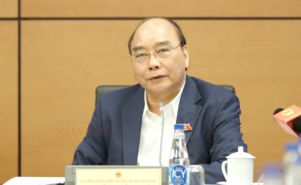 Chủ tịch Nước Nguyễn Xuân Phúc phát biểu tại phiên họp tổ. (Ảnh: Quang Khánh)