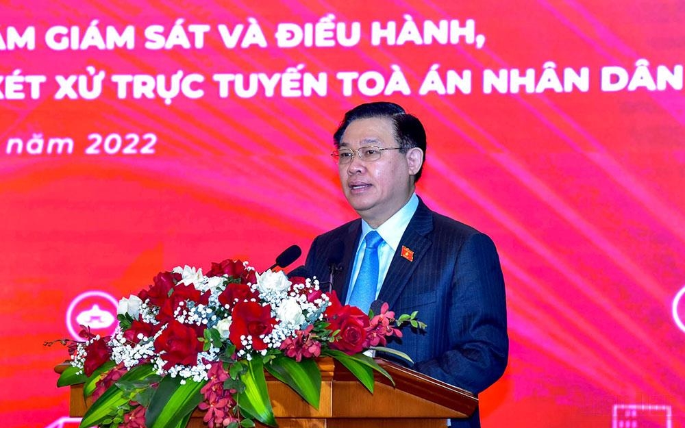 Chủ tịch Quốc hội Vương Đình Huệ phát biểu tại lễ khánh thành