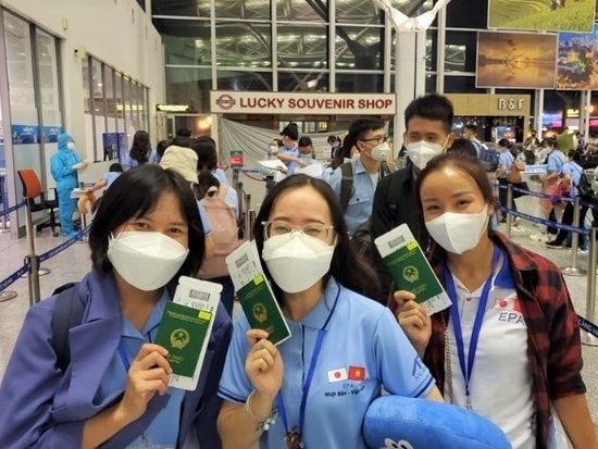 Các ứng viên điều dưỡng, hộ lý Việt Nam lên đường sang Nhật Bản làm việc. (Ảnh: PV/Vietnam+)