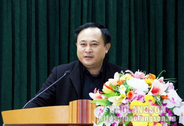 Tỉnh ủy viên, Phó Chủ tịch UBND tỉnh Lạng Sơn Lương Trọng Quỳnh phát biểu chỉ đạo Hội nghị
