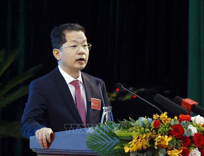 Bí thư Thành ủy Đà Nẵng Nguyễn Văn Quảng phát biểu tại Hội thảo. (Ảnh: TTXVN)