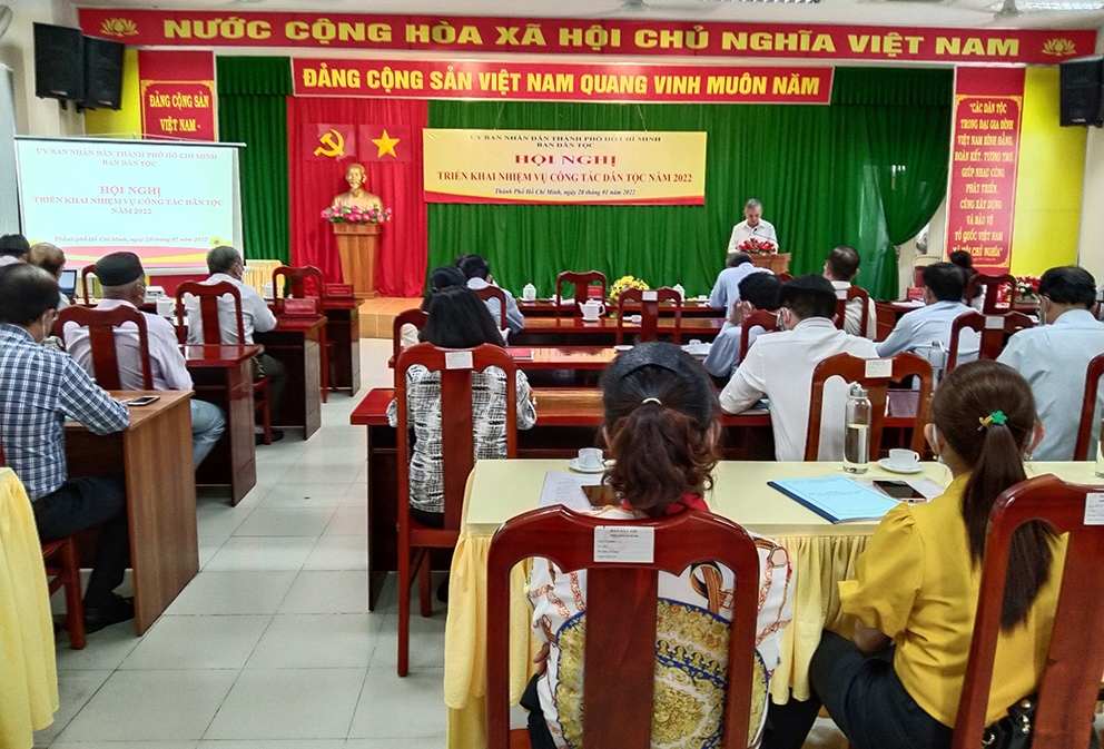 Toàn cảnh Hội nghị triển khai nhiệm vụ năm 2022 của Ban dân tộc TP. Hồ Chí Minh
