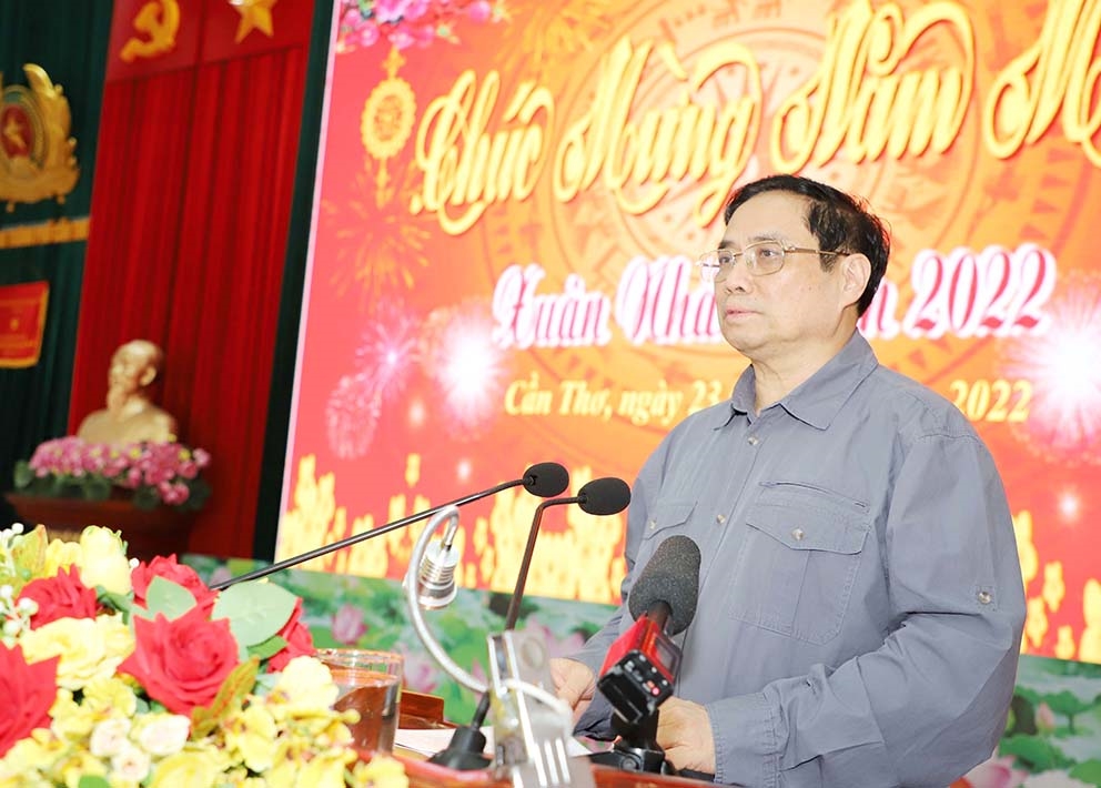 Thủ tướng Phạm Minh Chính phát biểu tại buổi làm việc Công An TP. Cần Thơ 
