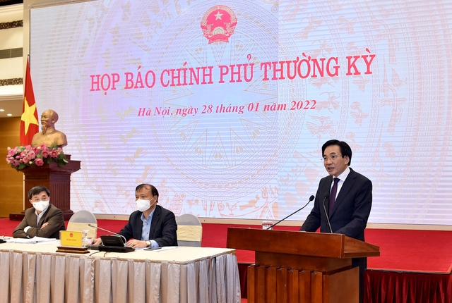 Ông Trần Văn Sơn, Bộ trưởng, Chủ nhiệm Văn phòng Chính phủ phát biểu tại cuộc Họp báo