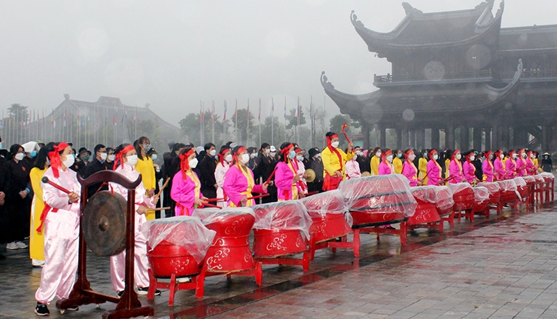 Màn trống hội tại Lễ khai Xuân chùa Tam Chúc