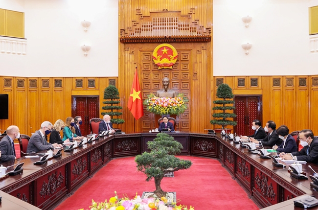 Thủ tướng Phạm Minh Chính khẳng định Việt Nam coi trọng vai trò của EU - một trong những đối tác quan trọng nhất trong chính sách đối ngoại của Việt Nam. (Ảnh VGP/Nhật Bắc)