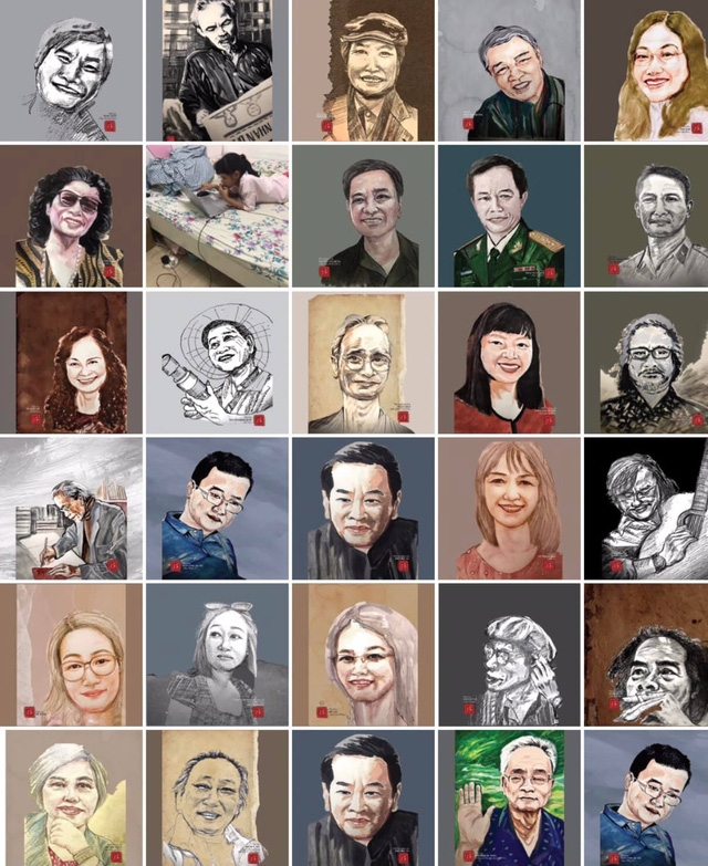 Hàng trăm chân dung nhà báo qua nét vẽ của nhà báo Huỳnh Dũng Nhân.