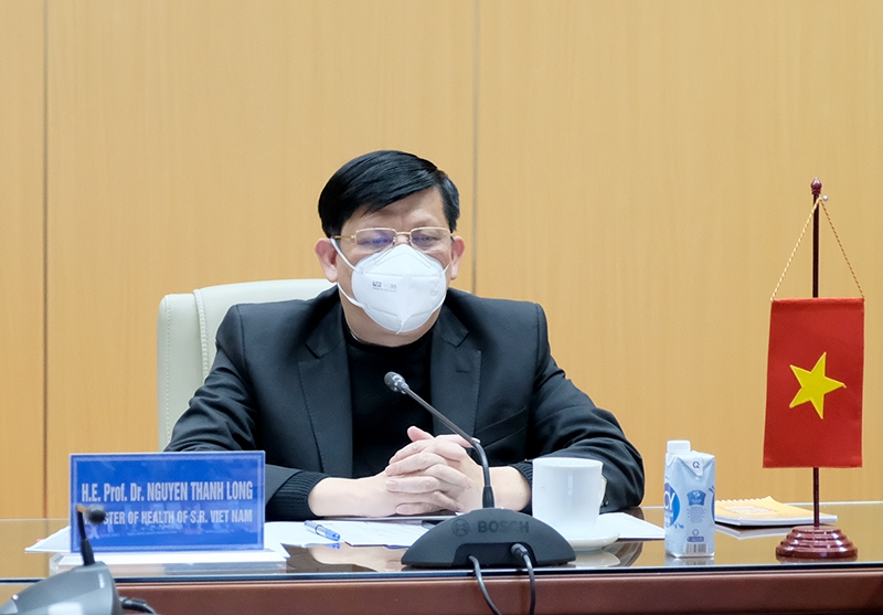 GS.TS Nguyễn Thanh Long- Bộ trưởng Bộ Y tế Việt Nam tại điểm cầu Bộ Y tế Ảnh: Trần Minh