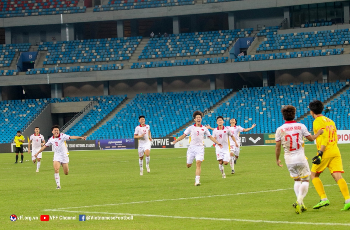 Hạ Timor Leste 5-3 ở loạt đá luân lưu tối 24/2, Việt Nam vào chung kết U23 Đông Nam Á gặp Thái Lan. - Ảnh: VFF
