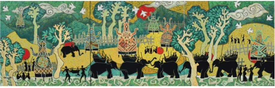 Tác phẩm Tây Nguyên sung túc của họa sĩ Lâm Văn Cảng đoạt giải A giải thưởng văn học nghệ thuật các dân tộc thiểu số Việt Nam năm 2021
