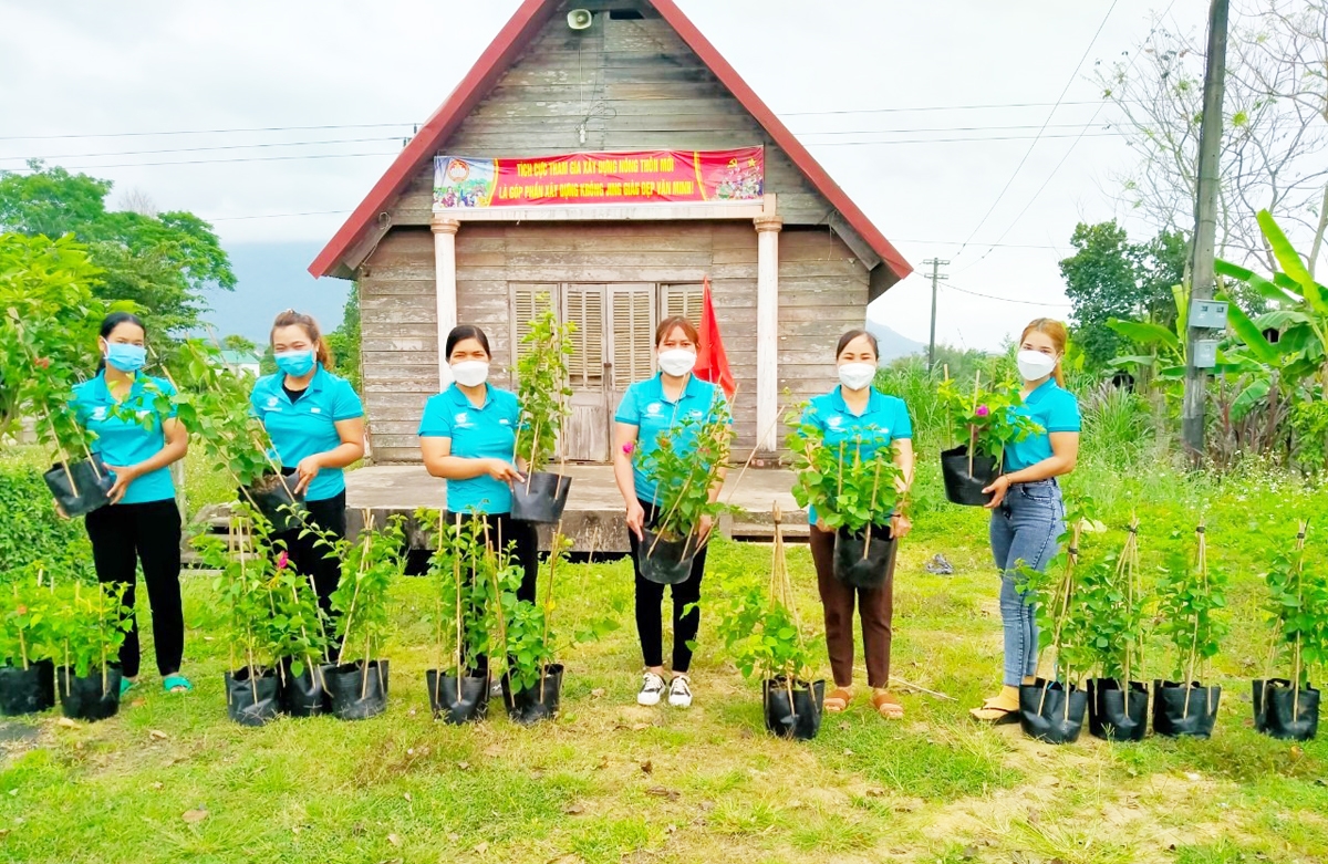 Chị em phụ nữ huyện M'Drắk, tỉnh Đắk Lắk tham gia trồng cây xanh