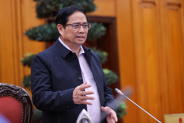 Thủ tướng Phạm Minh Chính đánh giá cao sự nỗ lực, cố gắng của PVN trong thời gian qua. (Ảnh: VGP/Nhật Bắc)