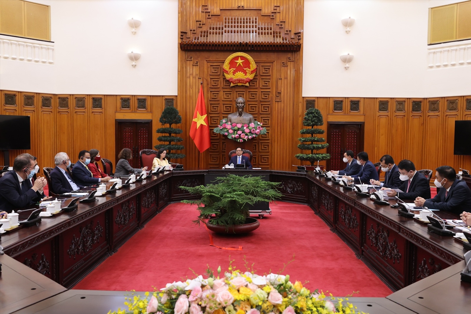 Thủ tướng Phạm Minh Chính khẳng định Chính phủ Việt Nam luôn coi WB là người bạn tốt, đối tác phát triển rất quan trọng - Ảnh: VGP/Nhật Bắc
