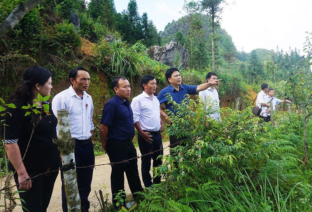 Bí thư xã Quan Hồ Thẩn, Giàng Seo Châu (thứ ba từ trái sang) là người dân tộc Mông đầu tiên của huyện Si Ma Cai có trình độ thạc sĩ 