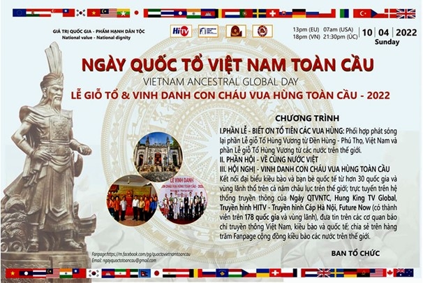 Thông tin Chương trình "Ngày Quốc Tổ Việt Nam toàn cầu 2022 - Lễ giỗ Tổ linh thiêng và Vinh danh con cháu Vua Hùng toàn cầu" (Ảnh Ban tổ chức)