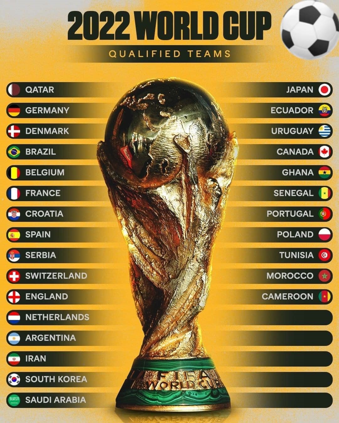 Danh sách 27 đội tuyển giành vé đến Qatar