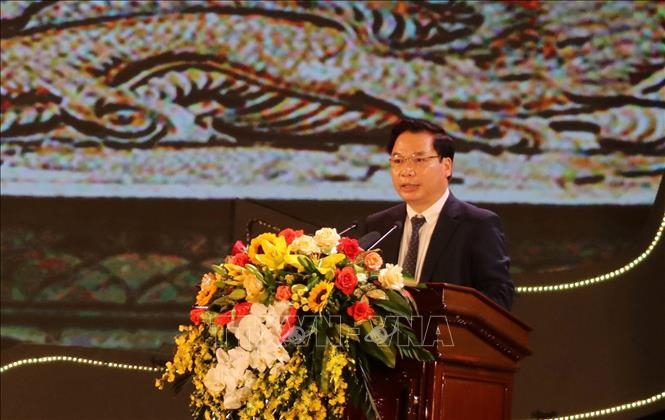 Ông Tống Quang Thìn, Phó Chủ tịch UBND tỉnh Ninh Bình, Trưởng Ban tổ chức Lễ hội phát biểu tại Lễ khai mạc
