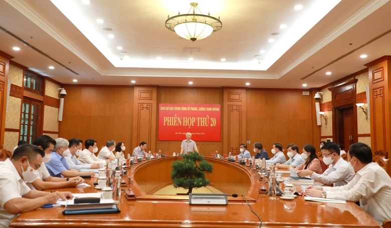 Đồng chí Tổng Bí thư Nguyễn Phú Trọng, Trưởng Ban Chỉ đạo Trung ương về phòng, chống tham nhũng phát biểu chỉ đạo tại Phiên họp thứ 20