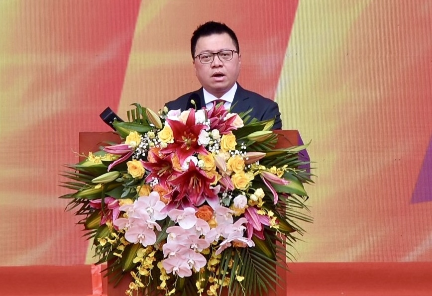 Ông Lê Quốc Minh, Ủy viên Trung ương Đảng, Tổng Biên tập Báo Nhân Dân, Chủ tịch Hội Nhà báo Việt Nam nhấn mạnh phát biểu tại Lễ Khai mạc