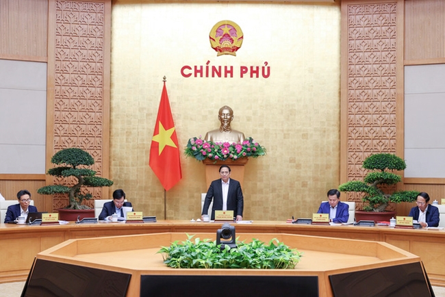 Thủ tướng Phạm Minh Chính chủ trì phiên họp Chính phủ chuyên đề đánh giá công tác lập các quy hoạch theo Luật Quy hoạch. (Ảnh: VGP/Nhật Bắc)