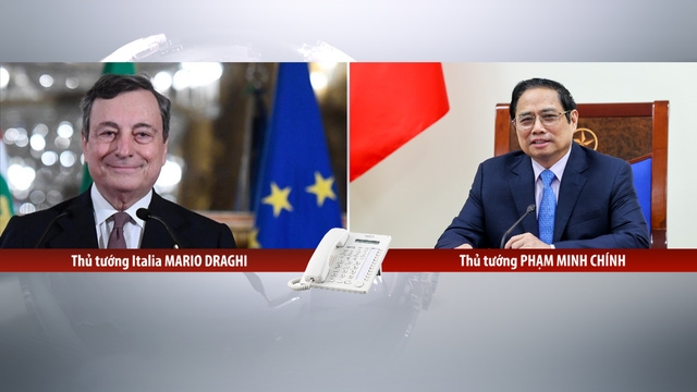 Thủ tướng Mario Draghi nhất trí với các đề xuất, sáng kiến của Thủ tướng Phạm Minh Chính trong việc làm sâu sắc hơn nữa quan hệ Đối tác chiến lược Việt Nam - Italia trong thời gian tới. Ảnh VGP/Nhật Bắc