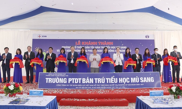 Tập đoàn Điện lực Việt Nam đã khánh thành công trình Trường Phổ thông Dân tộc bán trú Tiểu học Mù Sang với tổng kinh phí đầu tư 15 tỷ đồng - Ảnh: VGP