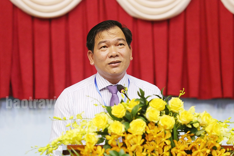 Ông Dương Hoàng Sum, Giám đốc Sở Văn hóa, Thể thao và Du lịch Trà Vinh, Trưởng ban Tổ chức phát biểu khai mạc Đại hội.
