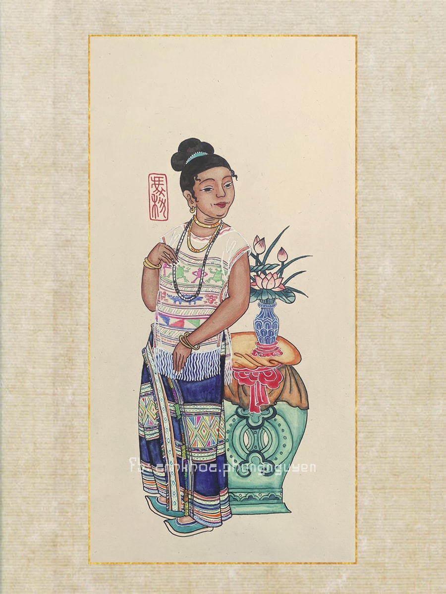Tiana (Công chúa và chàng Ếch) - trang phục dân tộc Mạ ở Lâm Đồng