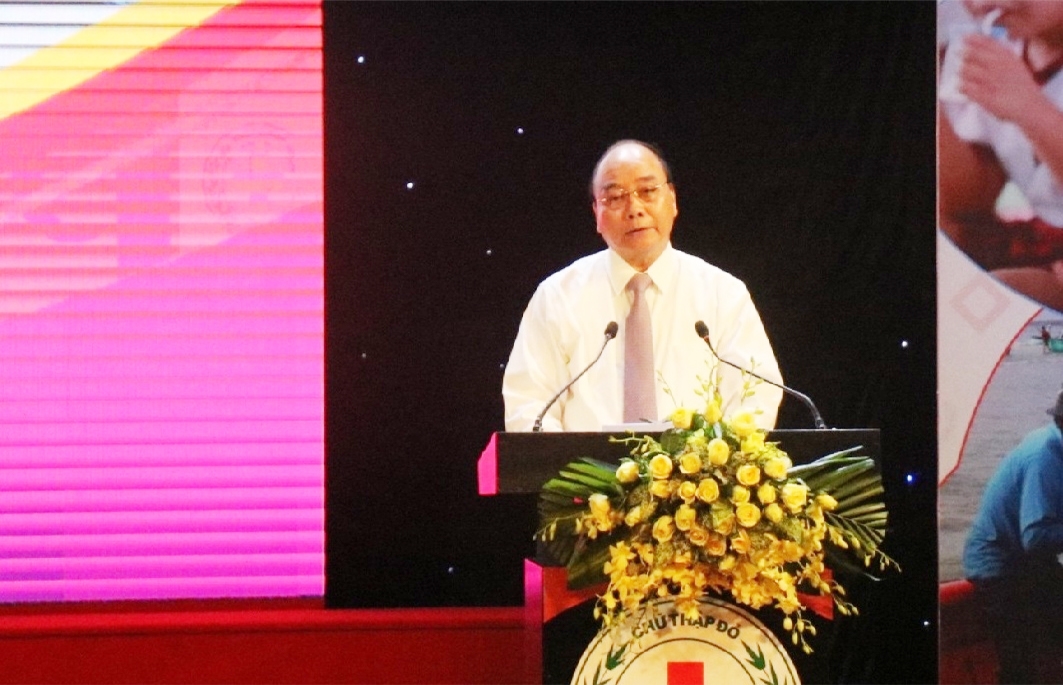 Chủ tịch nước Nguyễn Xuân Phúc phát biểu tại Lễ phát động Tháng Nhân đạo quốc gia năm 2022