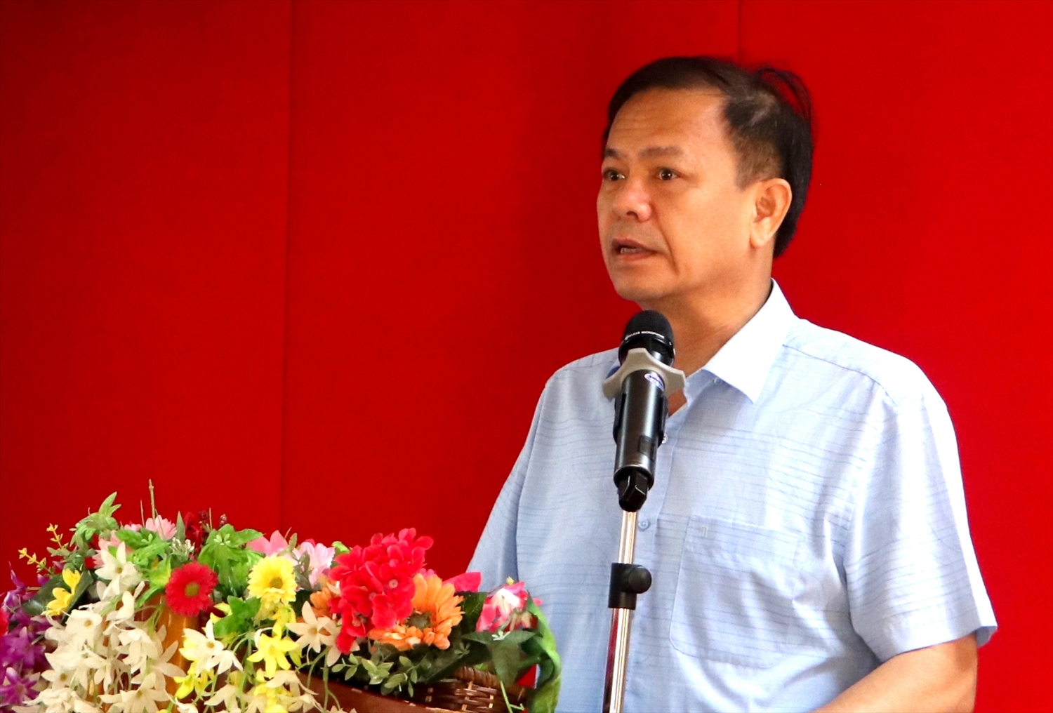 Ông Đặng Văn Châu - Giám đốc Sở Nông nghiệp và Phát triển nông thôn tỉnh Lai Châu phát biểu tại buổi gặp
