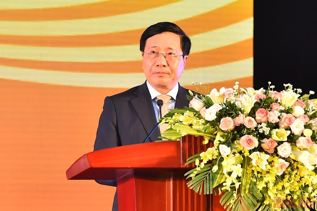 Phó Thủ tướng Thường trực Phạm Bình Minh phát biểu tại lễ xuất quân. (Ảnh: Thuỷ Nguyên)