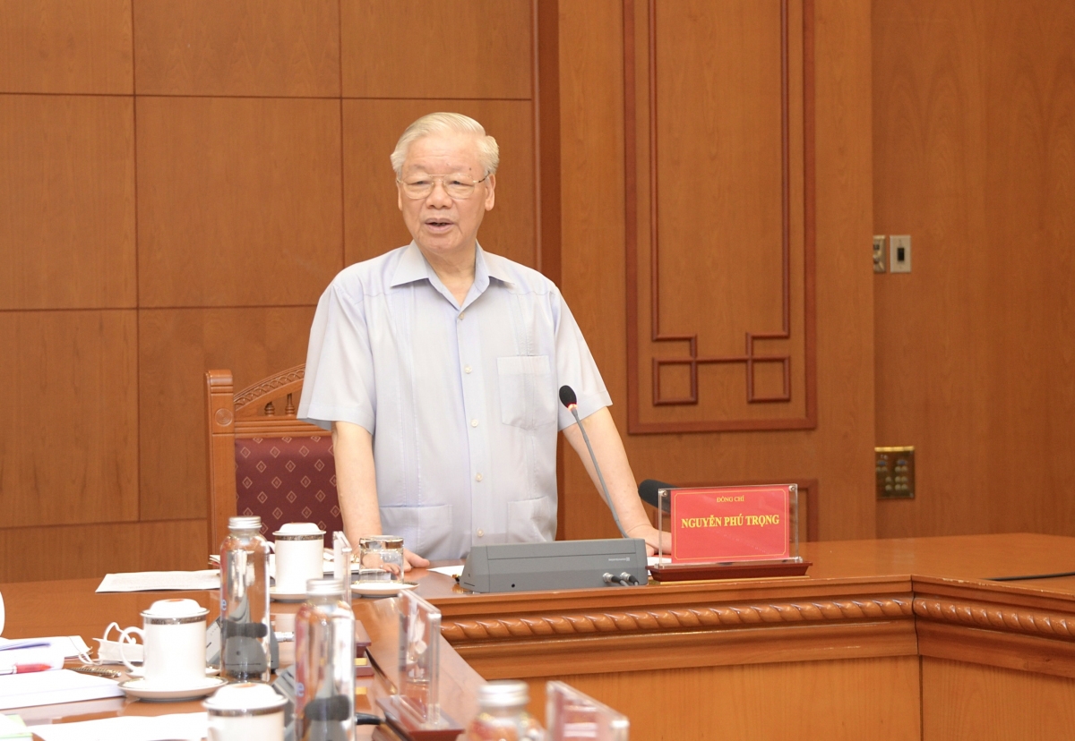 Tổng Bí thư Nguyễn Phú Trọng, Trưởng Ban Chỉ đạo phát biểu tại cuộc họp