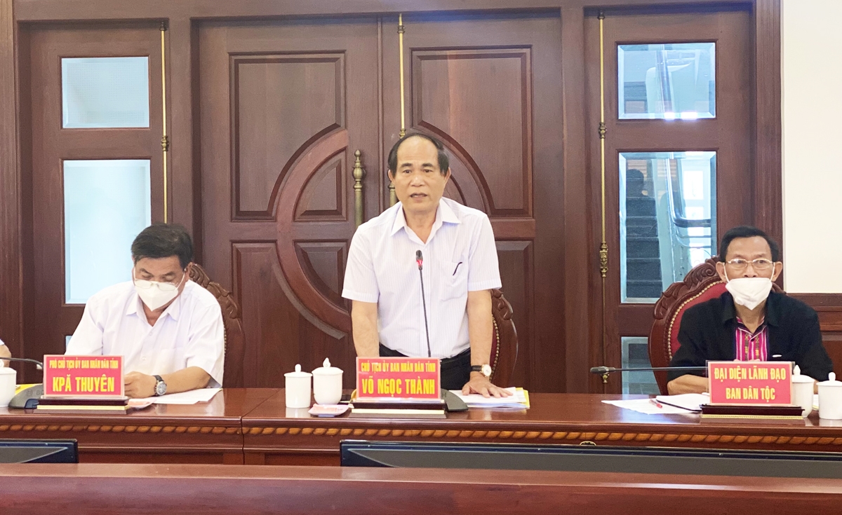 Chủ tịch UBND tỉnh Gia Lai Võ Ngọc Thành phát biểu tại buổi làm việc