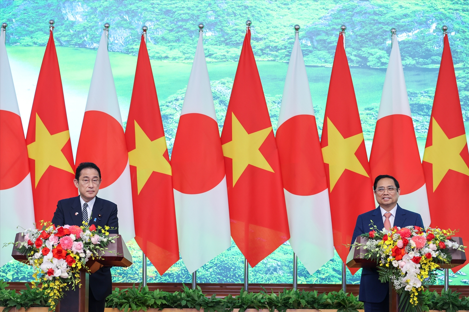 Thủ tướng Phạm Minh Chính: Hai bên vừa có cuộc hội đàm rất hiệu quả, thực chất và thành công. Ảnh VGP/Nhật Bắc