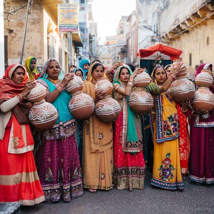 Những chiếc bình gốm thủ công ở Jaipur. 