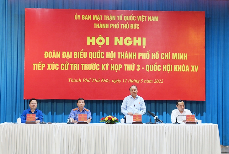 Chủ tịch nước Nguyễn Xuân Phúc phát biểu tại Hội nghị, chiều 11/5. 