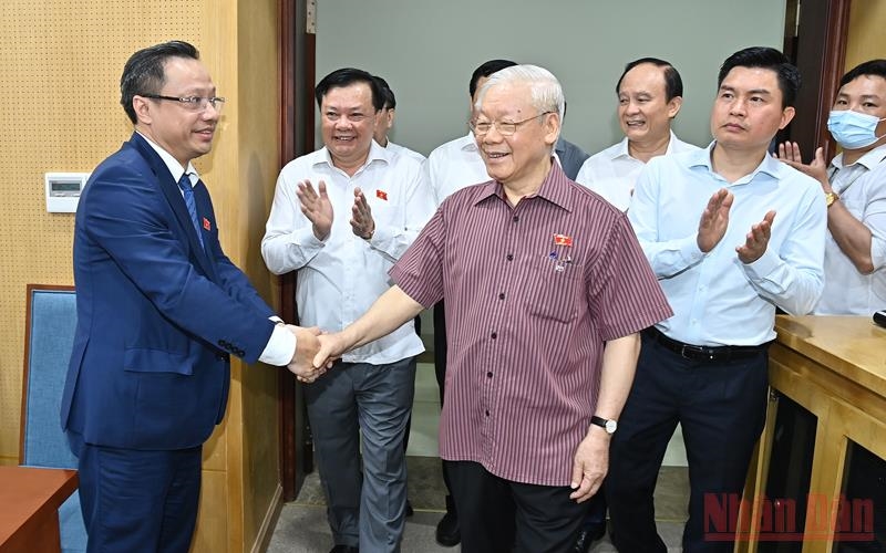 Tổng Bí thư Nguyễn Phú Trọng và các đại biểu, cử tri đơn vị bầu cử số 1, Thành phố Hà Nội.