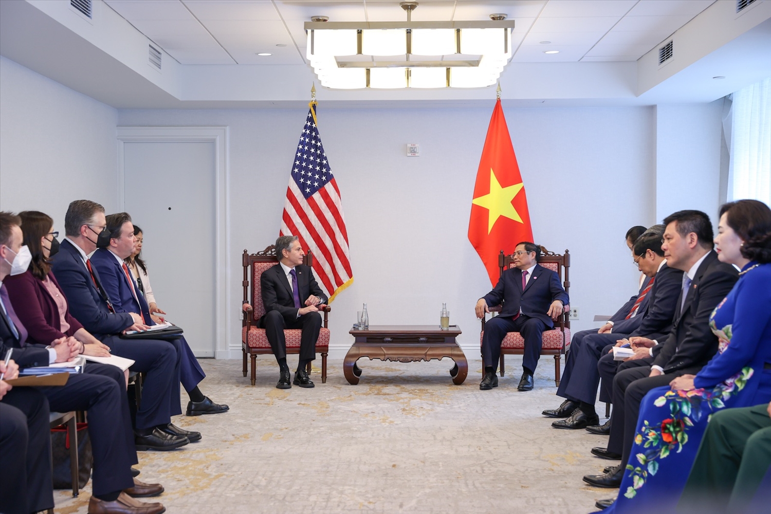 Ngoại trưởng Blinken hoan nghênh những cam kết của Việt Nam tại Hội nghị thượng đỉnh COP26, khẳng định Hoa Kỳ sẽ hỗ trợ Việt Nam thực hiện các cam kết này - Ảnh: VGP/Nhật Bắc