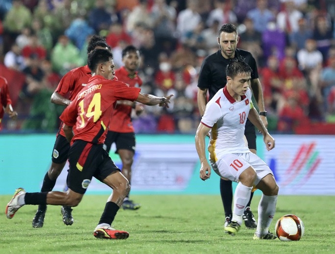 Đội tuyển U23 Việt Nam với đội tuyển U23 Timor Leste (Ảnh ITN)