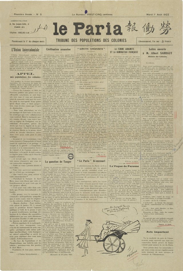 Tờ báo cách mạng Le Paria thực hiện sứ mệnh giải phóng con người, do Nguyễn Ái Quốc và các đồng chí của Người sáng lập và phát hành được 38 số trong thời gian từ tháng 6/1923 đến tháng 4/1926