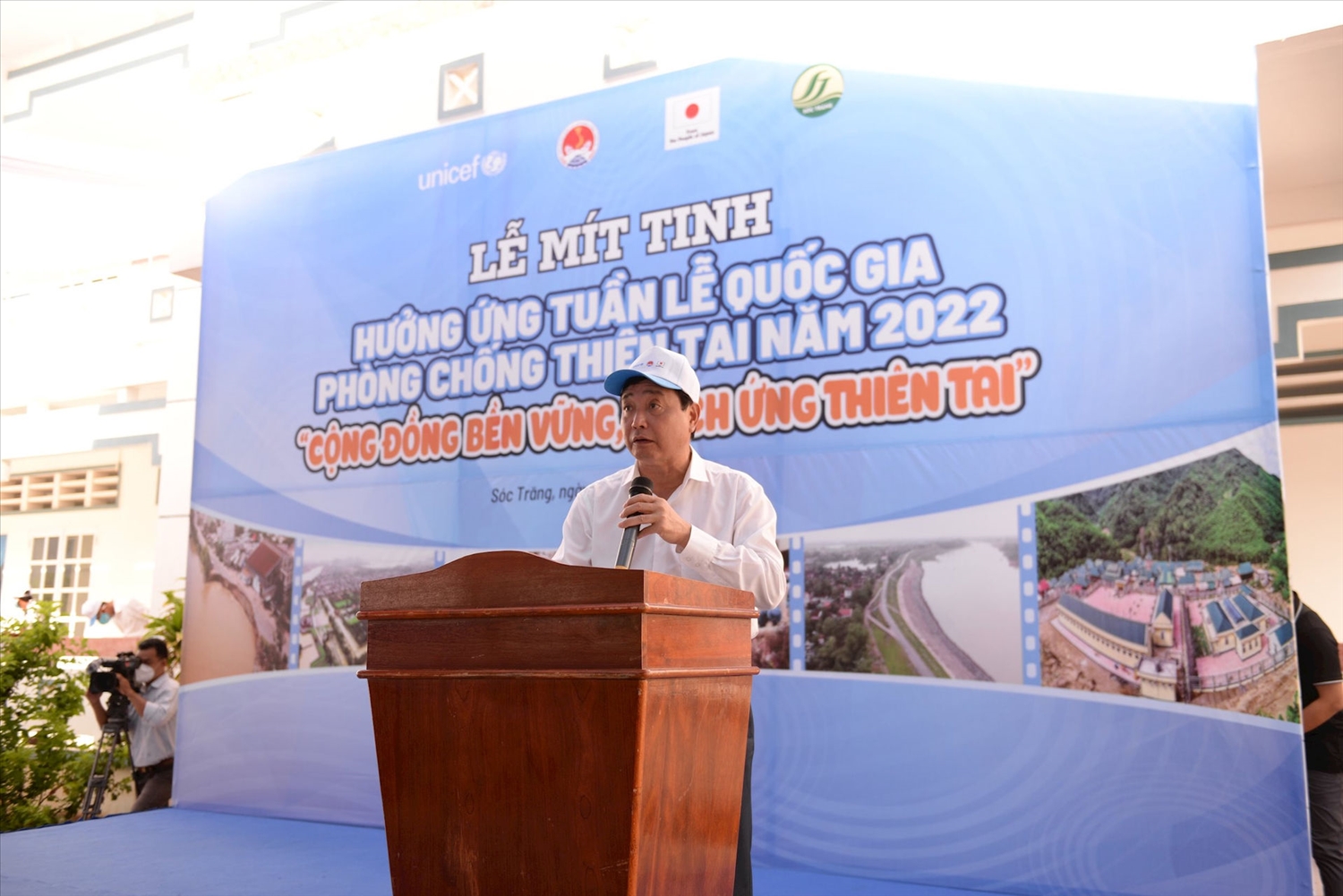 Ông Trần Quang Hoài Phó Trưởng ban Ban Chỉ đạo quốc gia về Phòng, chống thiên tai (Tổng cục trưởng Tổng cục Phòng, chống thiên tai) phát biểu tại buổi lễ