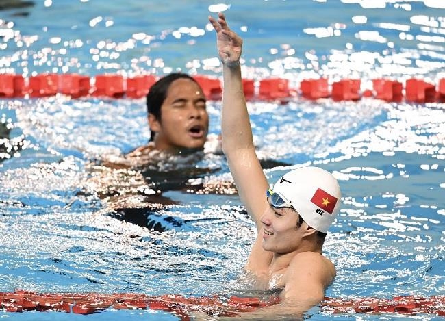 Kình ngư Trần Hưng Nguyên giành HCV cá nhân thứ 3 môn bơi tại SEA Games 31 (Ảnh BTC)