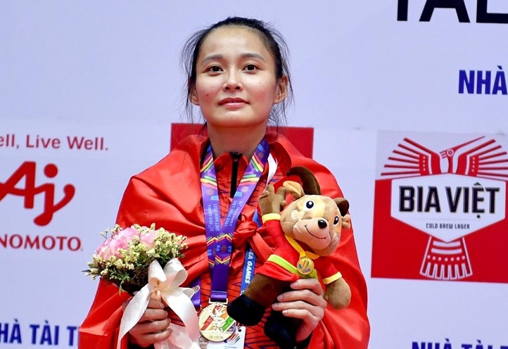 VĐV Nguyễn Thị Hương giành HCV ở hạng cân dưới 73 kg của nữ
