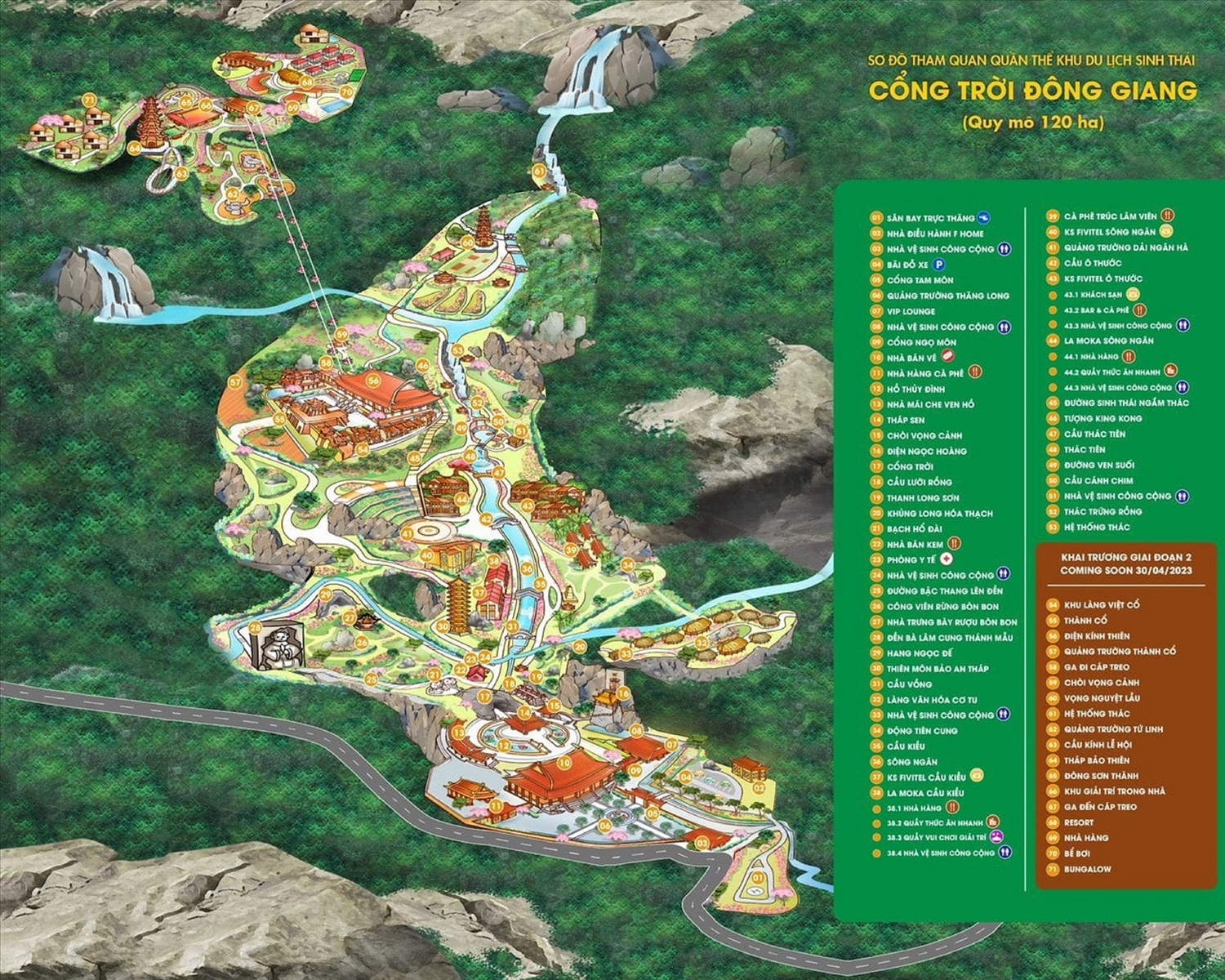 Bản đồ khu du lịch sinh thái Cổng trời Đông Giang, lọt giữa màu xanh ngút ngàn của rừng