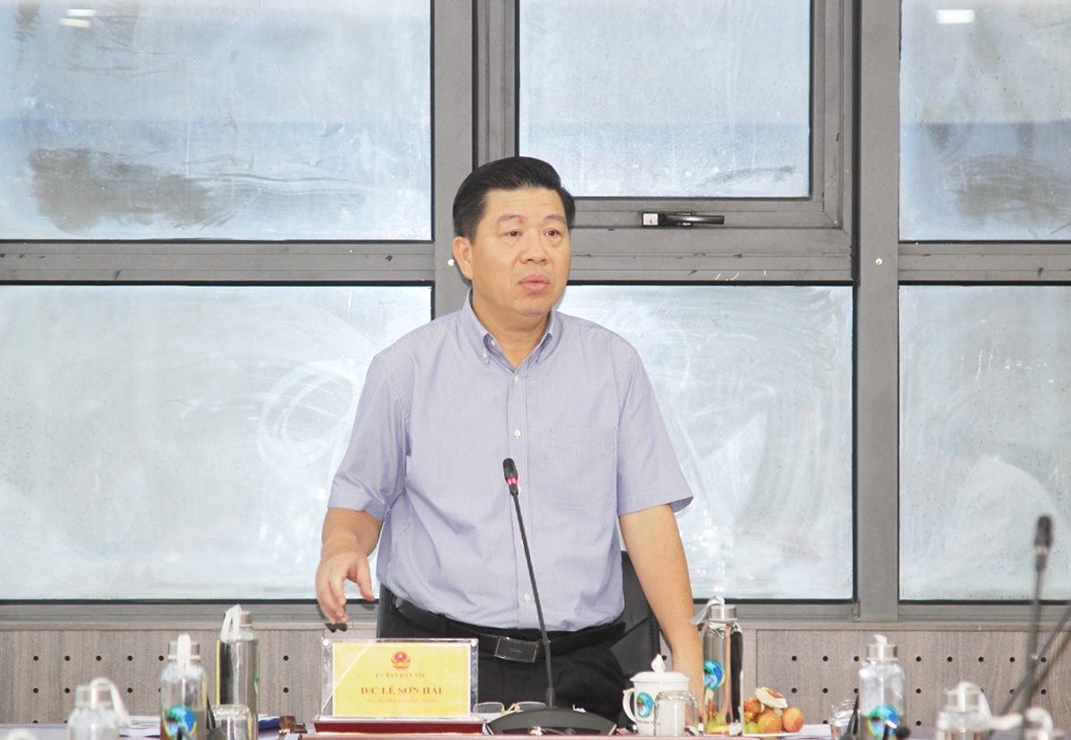Thứ trưởng, Phó Chủ nhiệm Lê Sơn Hải - Chủ tịch Hội đồng nghiệm thu đề tài khoa học và công nghệ phát biểu tại buổi nghiệm thu