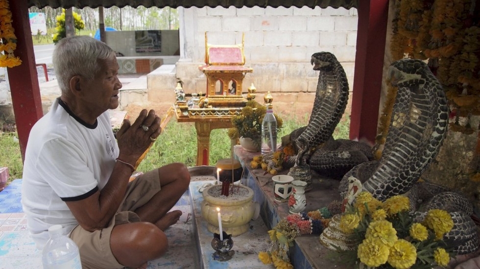 Người dân làng Namaipai ở miền nam Thái Lan thờ tượng thần Rắn