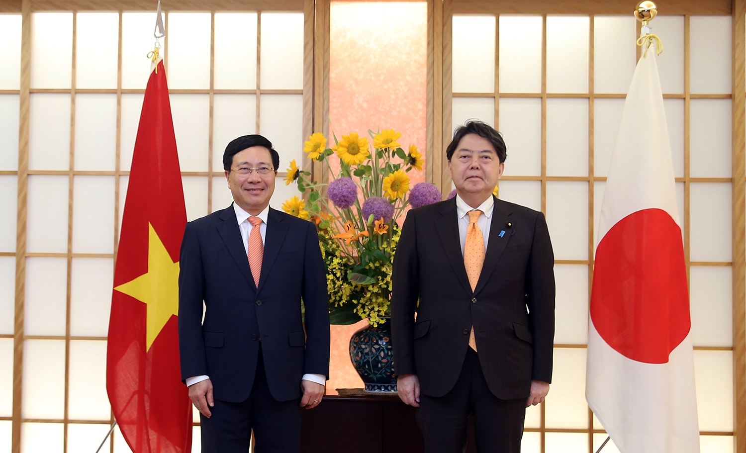 Phó Thủ tướng Phạm Bình Minh tiếp Bộ trưởng Ngoại giao Hayashi Yoshimasa. Ảnh: VGP/Hải Minh
