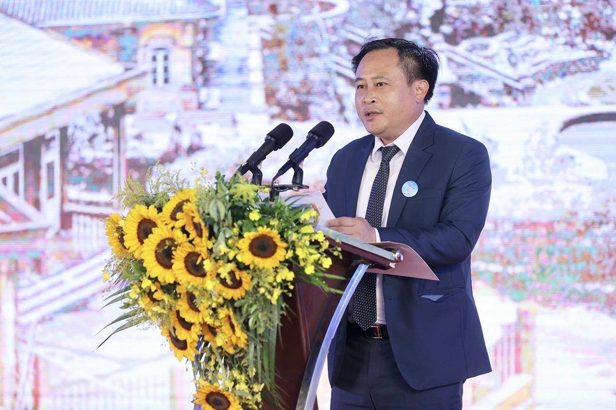 Ông Lương Trọng Quỳnh, Phó Chủ tịch UBND tỉnh Lạng Sơn phát biểu tại Lễ khởi công Quần thể khu du lịch sinh thái, cáp treo Mẫu Sơn