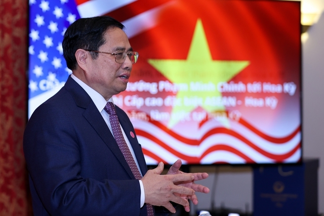 Thủ tướng Phạm Minh Chính gặp mặt cộng đồng người Việt Nam ở Bờ Đông Hoa Kỳ - Ảnh: VGP